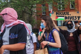 Group of pro-Palestinian students enters Hamilton Hall building at Columbia University
