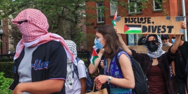 Group of pro-Palestinian students enters Hamilton Hall building at Columbia University